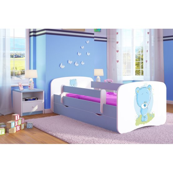 OURBABY detská posteľ so zábranou - Míša - modrá