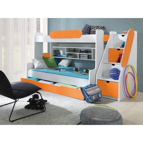 Detská poschodová posteľ Segan - oranžová