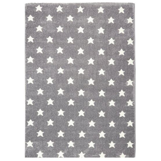 Detský koberec LITTLE STARS strieborno-šedo-biely