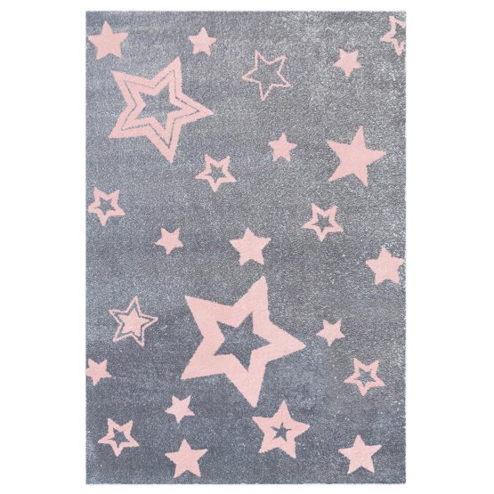 Detský koberec STARLIGHT - strieborno-šedý/ružový