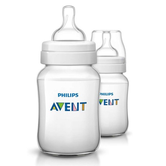 Dojčenská fľaša Avent Classic + 260 ml - 2ks Transparentná