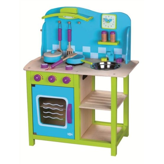 Detská drevená kuchynka - modrá