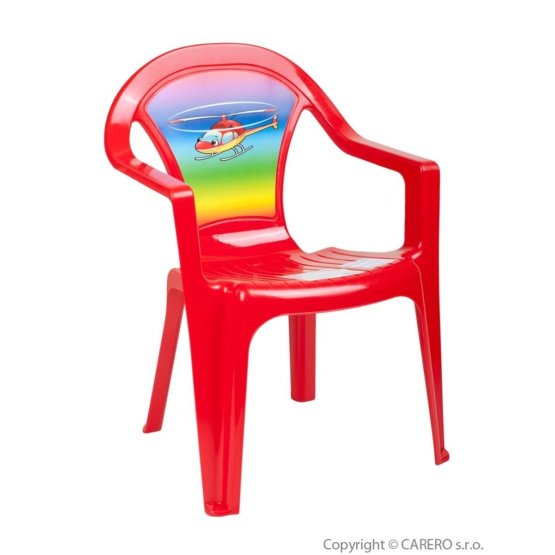 Detský záhradný nábytok - Plastová stolička červená vrtulník