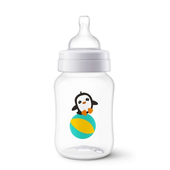 Dojčenská fľaša Avent Classic 260 ml biela s tučniakom