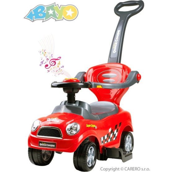 Detské hrajúce jazdítko-odrážadlo 3v1 Bayo Super Coupe red Červená