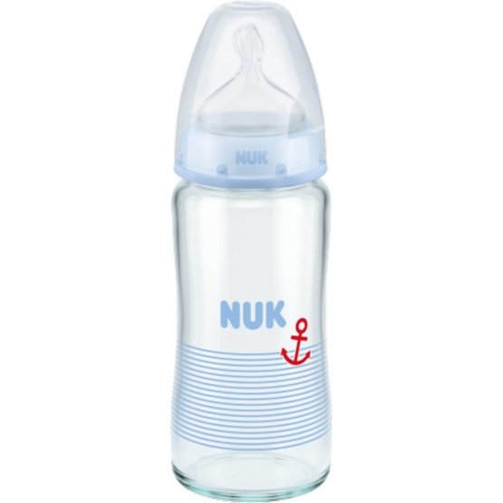 Sklenená dojčenská fľaša NUK First Choice 240 ml modrá