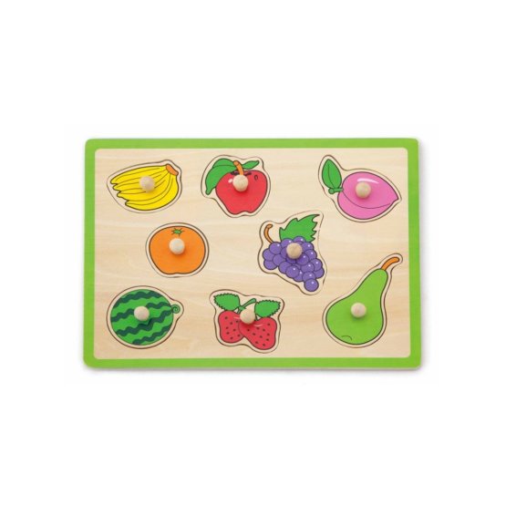 Detské drevené puzzle s úchytmi Viga Ovocie Multicolor