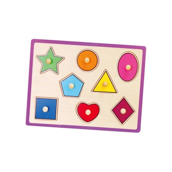 Detské drevené puzzle s úchytmi Viga Geometrické tvary Multicolor