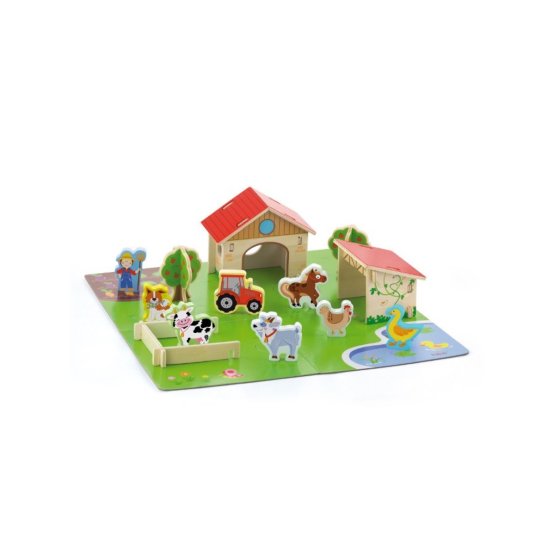 Detské drevené 3D puzzle Viga Farma Multicolor