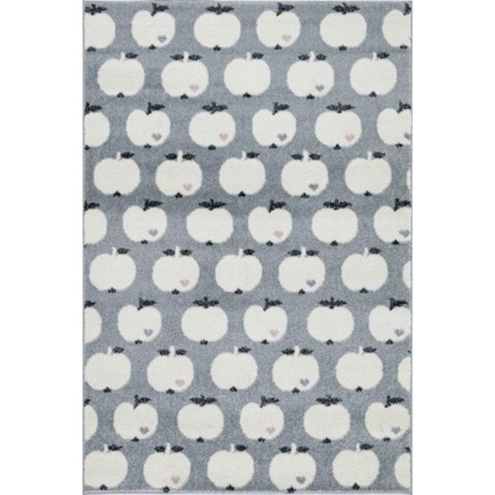 Detský koberec jabĺčka striebornošedá - biely
