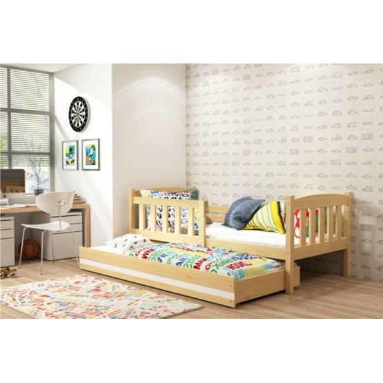 Detská posteľ s prístelkou EXCLUSIVE - prírodná a biely detail