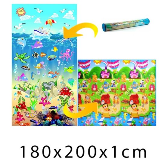 Detský penový koberec - oceán + domček leva - 200x180x1 cm