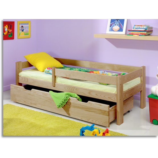 BAZAR Detská posteľ sa zábranou Buk 190x90cm - bez úložného priestoru