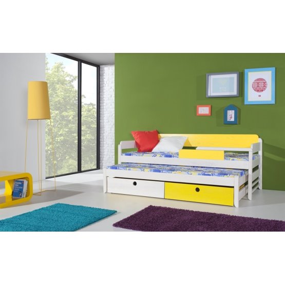 Detská posteľ s prístelkou Natu I - bielo-žltá