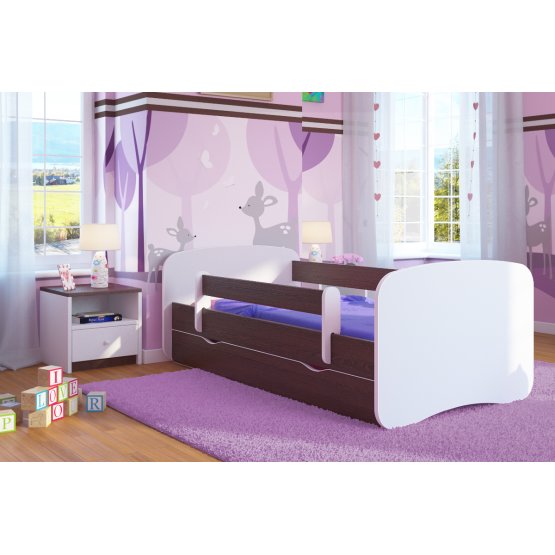 OURBABY detská posteľ so zábranou - wenge a biela