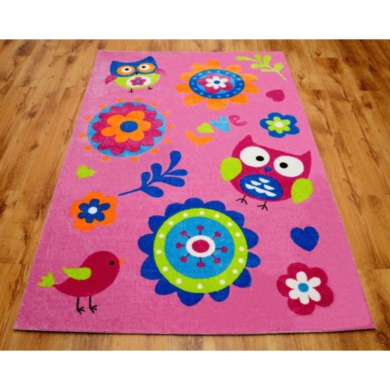 Detský koberec - ružové sovičky