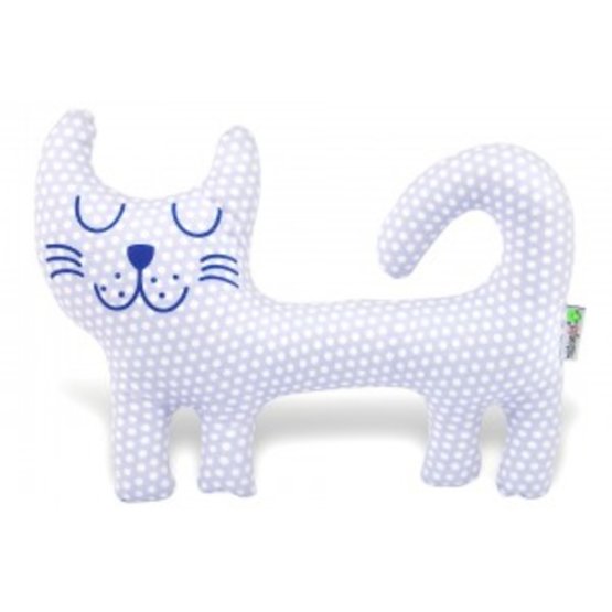Textilná hračka - bíla mačička s bodkami