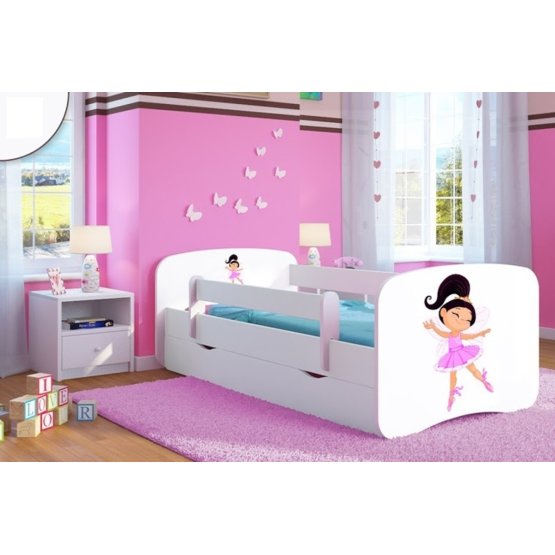 OURBABY detská posteľ so zábranou - baletka - biela