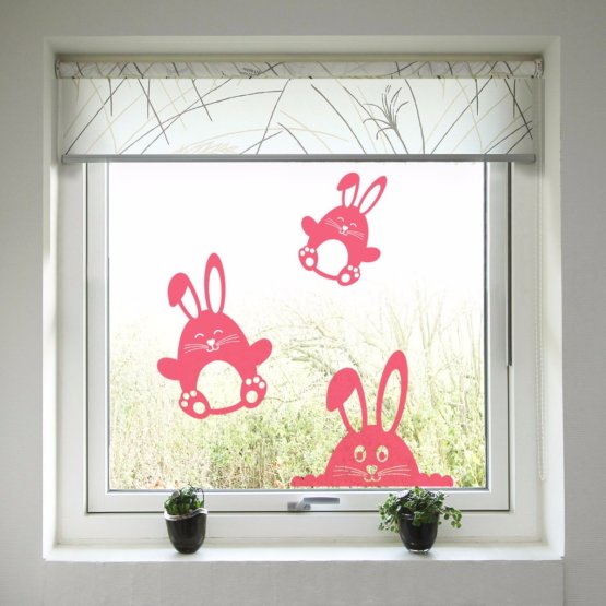 Veľkonočná dekorácia na okno - zajačikovia