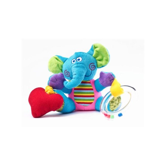 Edukačná plyšová hračka Sensillo sloník s vibrácií a hrkálkou Modrá