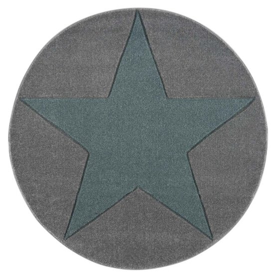Detský okrúhly koberec STAR - striebornošedý/mätový
