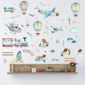 Samolepky na stenu - Lietadlá a balóny