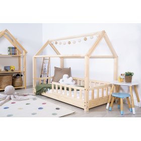 Detská posteľ domček so zábranou Tea - prírodná, Spokojny Sen