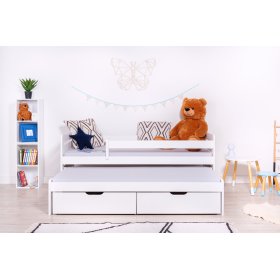 Detská posteľ s prístelkou a zábranou Praktik - White, Ourbaby®