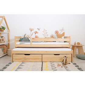Detská posteľ s prístelkou a zábranou Praktik - prírodná, Ourbaby®
