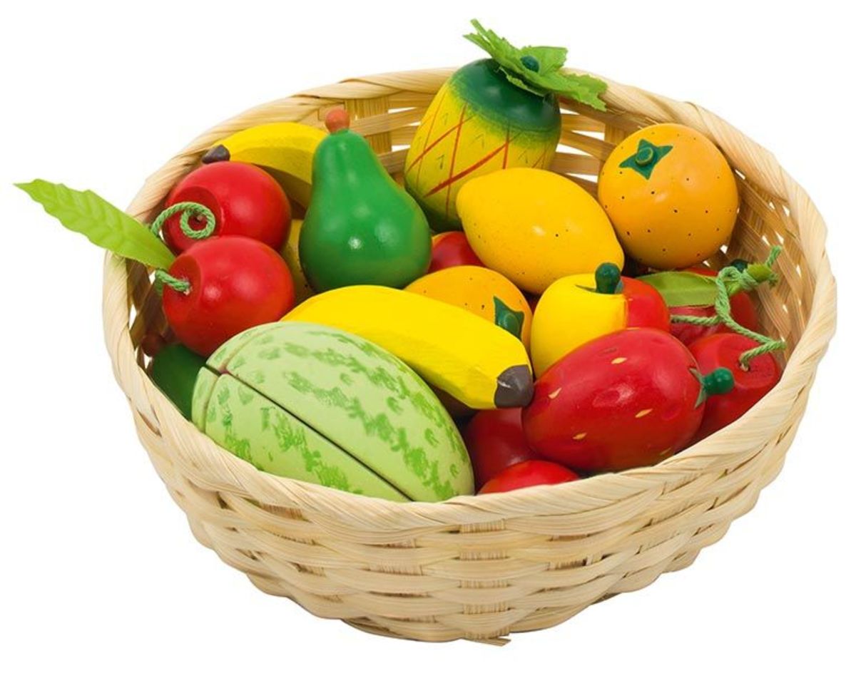 Drevené ovocie v košíku 23 ks Fruit basket