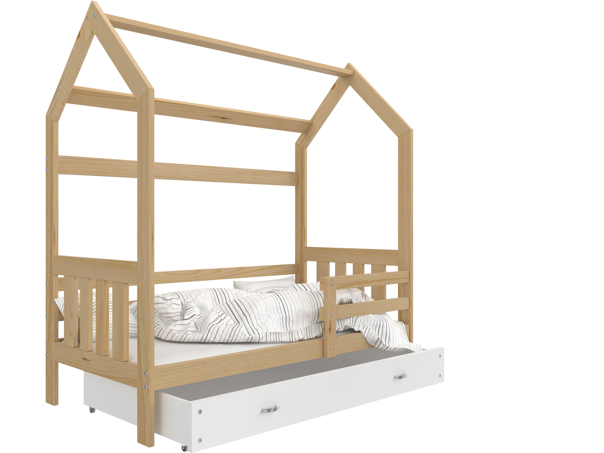 Detská posteľ domček Filip - prírodná-biela - 190x80 cm