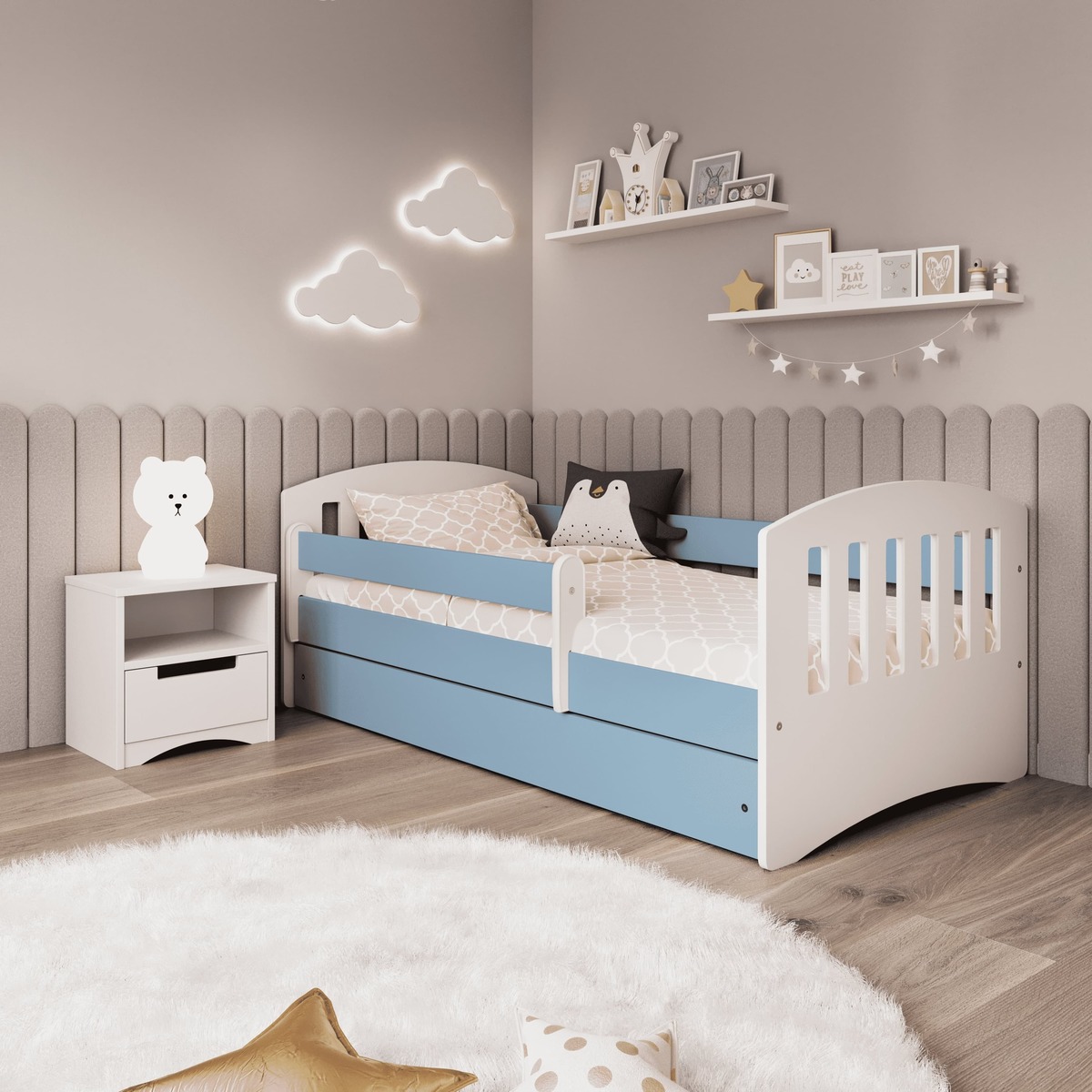 Detská posteľ Classic - modrá - posteľ + úložný priestor 180x80 cm