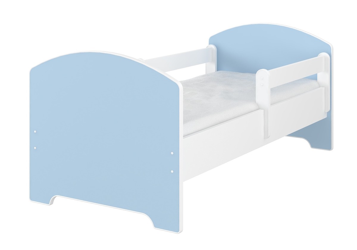 Posteľ OSCAR bielo modrá kombinácia - posteľ + úložný priestor 140x70 cm