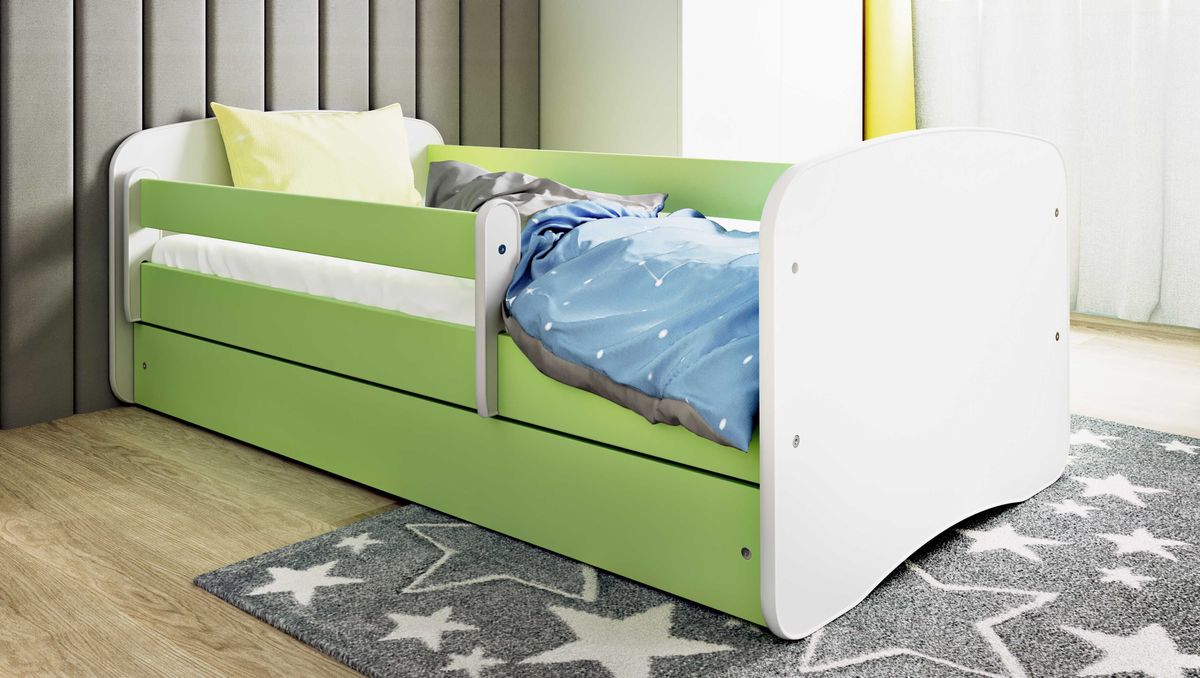 Detská posteľ so zábranou Ourbaby - zeleno-biela - posteľ bez úložného priestoru 160x80 cm