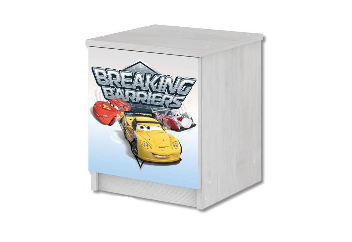 Detský nočný stolík Autá - dekor nórska borovica nightstand Cars