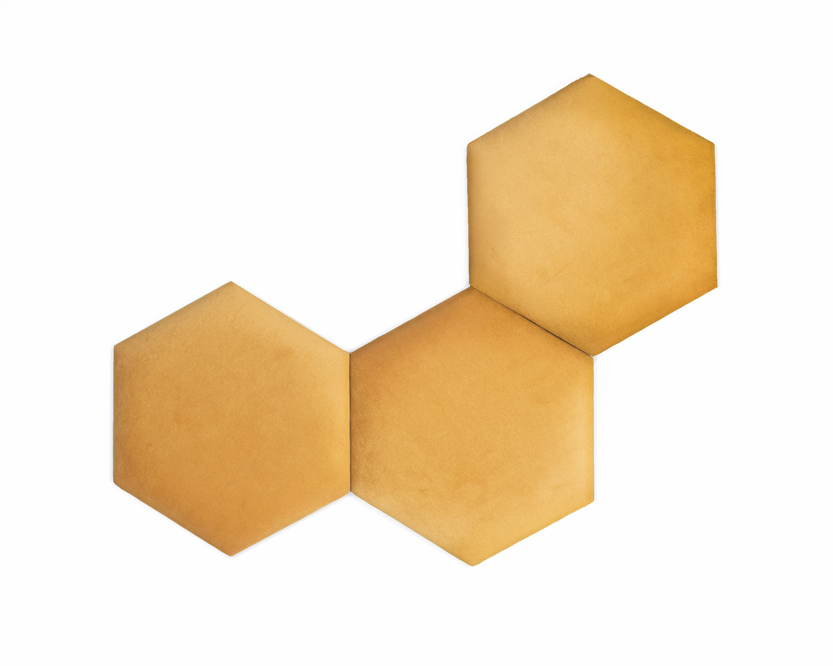 Čalúnený panel Hexagon - medový - M