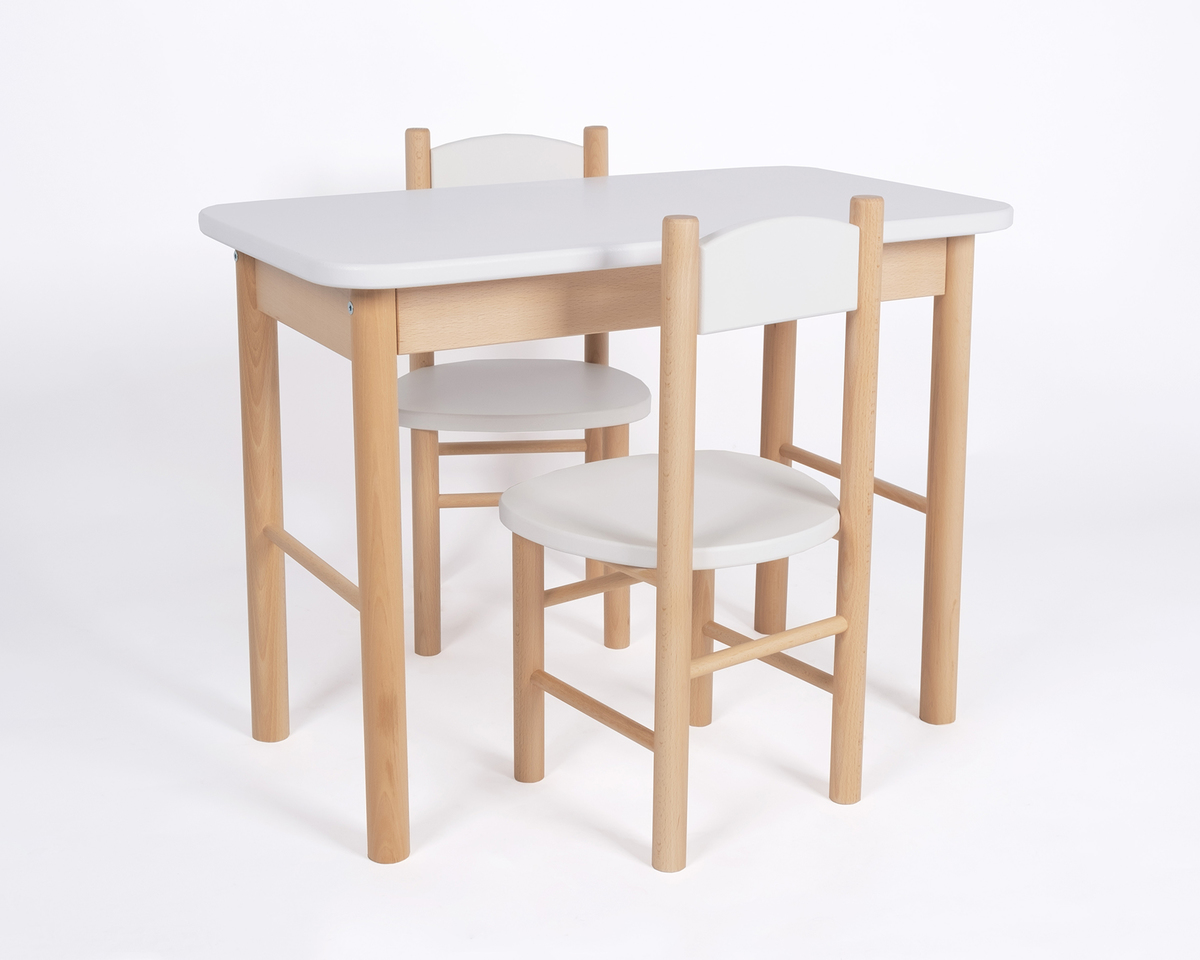 Set stolíka a stoličiek Simple - biely - set - 1x stôl + 2x stoličky