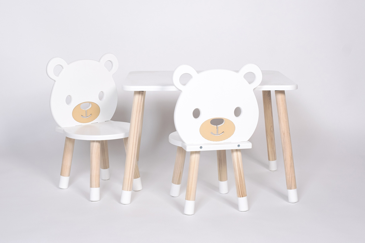 Set stolíka a stoličiek - Medveď - set - 1x stôl + 2x stoličky