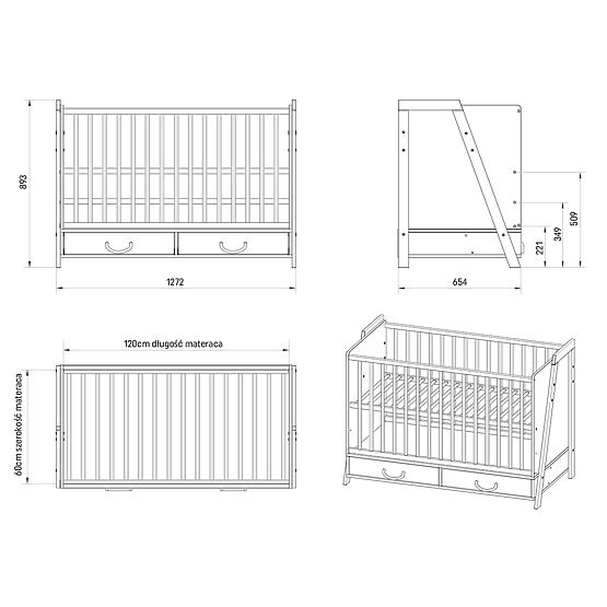 2v1 Postieľka a písací stôl CONE 120x60 - SCANDI