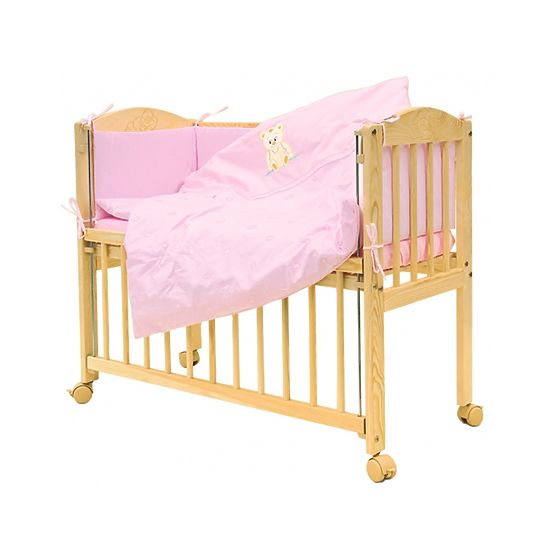 7 dielna súprava do postieľky - Scarlett Baby - medvedík - ružová