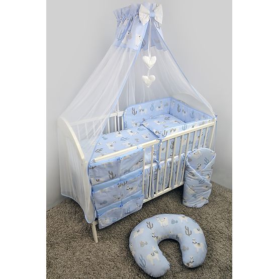 Baldachýn nad postieľku Lama - modrý