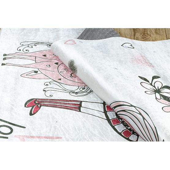 BAMBINO 2644 umývací koberec Dievčatko, jednorožec pre deti protišmykový - biela / ružová