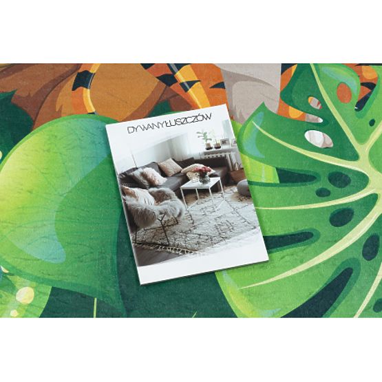 BAMBINO 2651 umývací koberec Zvieratá, džungľa pre deti protišmyk - zelená / hnedá