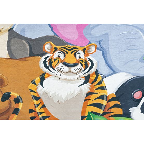 BAMBINO 2651 umývací koberec Zvieratá, džungľa pre deti protišmyk - zelená / hnedá