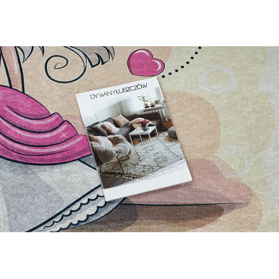 BAMBINO 43020 umývací koberec Princezná, hviezdy pre deti protišmyk - krémová / ružová