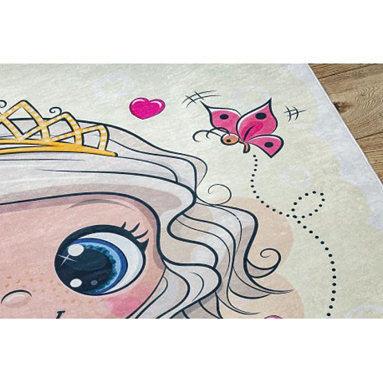 BAMBINO 43020 umývací koberec Princezná, hviezdy pre deti protišmyk - krémová / ružová