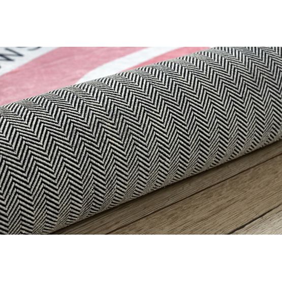 BAMBINO 47810 umývací okrúhly koberec Dúha, bodky pre deti protišmykový - biela / ružová