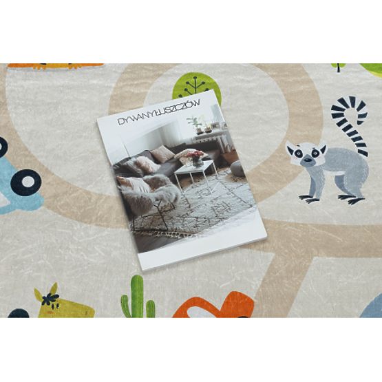 BAMBINO 50230 umývací koberec Zoologická záhrada, ulica pre deti protišmyk - béžový / zelený