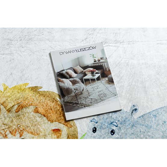 BAMBINO 54090 okrúhly umývací koberec Zvieratá, Afrika pre deti protišmyk - biela / zelená