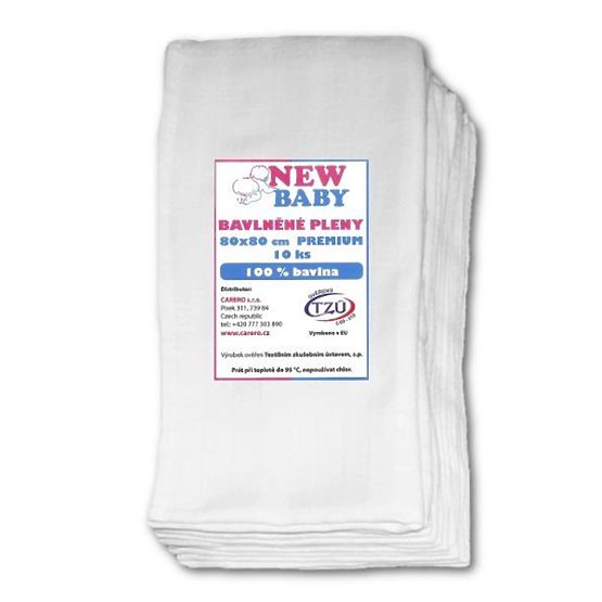 Bavlnené plienky NEW BABY 80x80 cm PREMIUM Biela